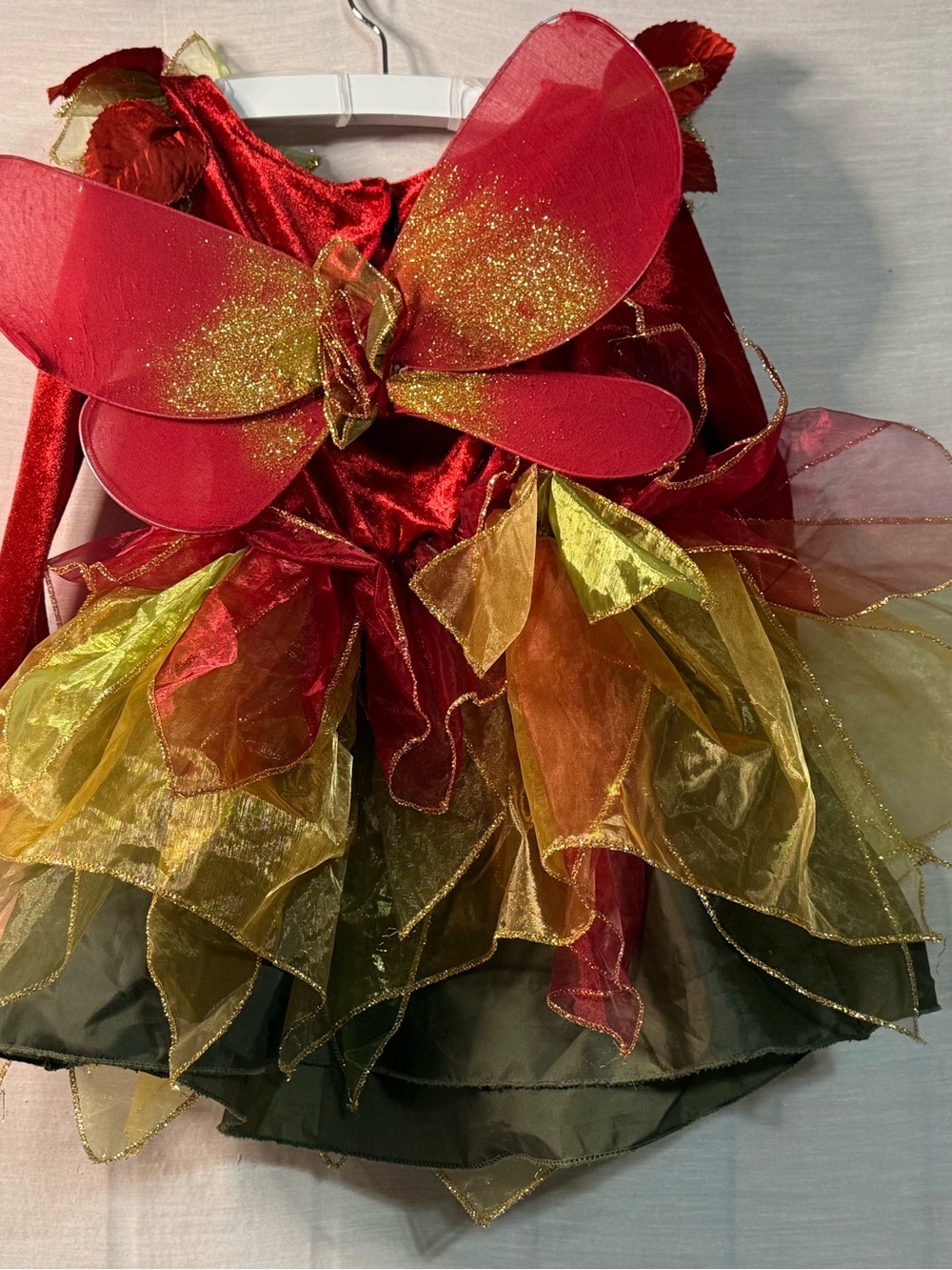 Fairy Dust 3T Woodland Fairy Costume Dress with Wings Red Gold